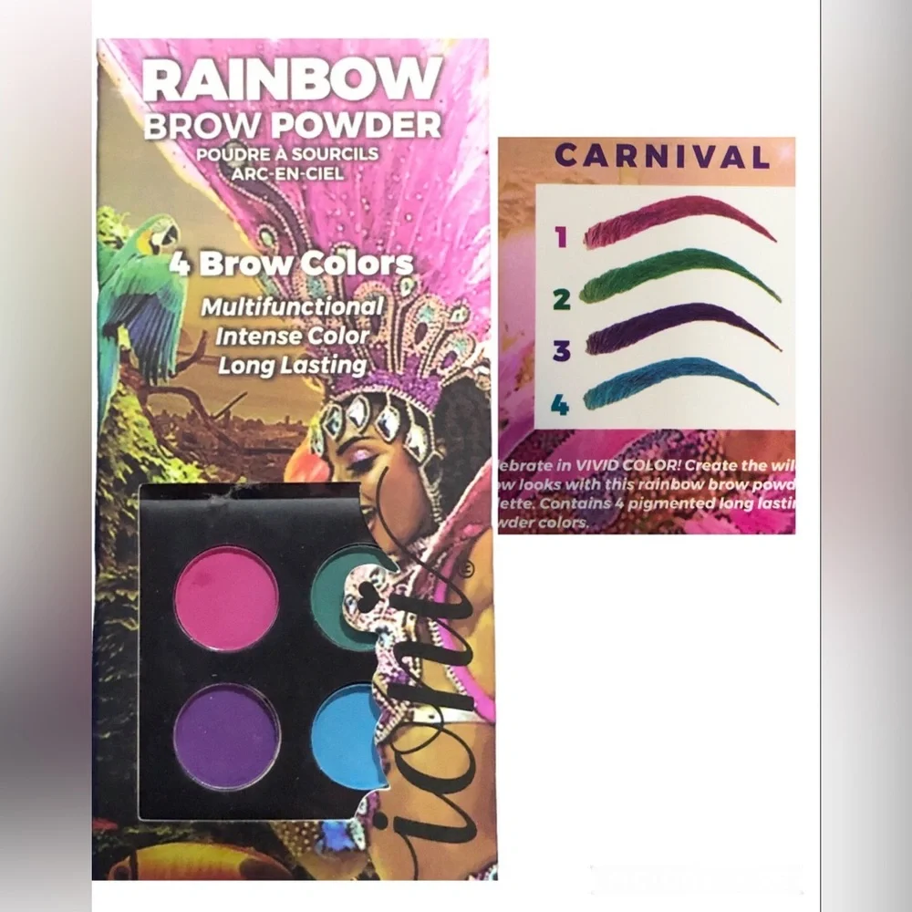 4quad Rainbow vibrant carnival vibrant colors brow powder palette new Free